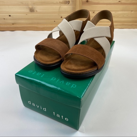 David Tate Sandals NIB Tan Brown & Cream Suede size 10.5M 10.5 10 1/2 NWT - Picture 2 of 11